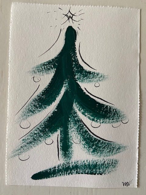 Kerstkaart knutselen acrylverf