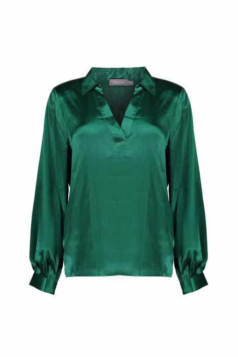 Leuke kleding voor het najaar Geisha satijnen blouse groen